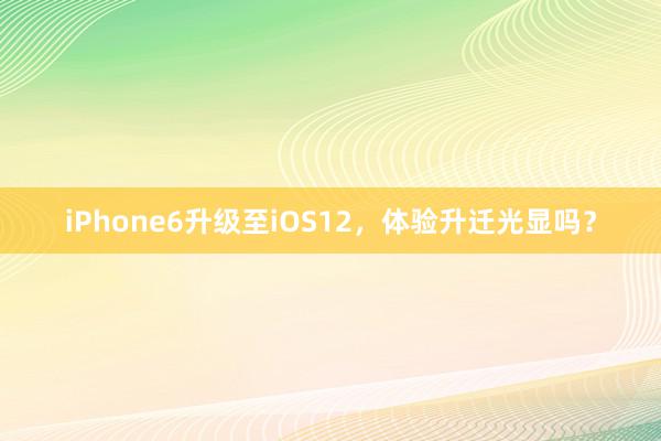 iPhone6升级至iOS12，体验升迁光显吗？