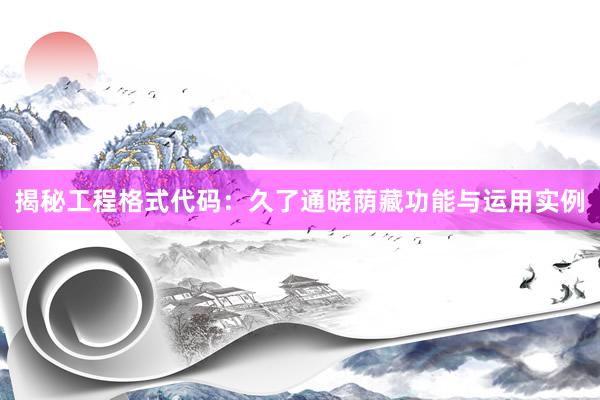 揭秘工程格式代码：久了通晓荫藏功能与运用实例
